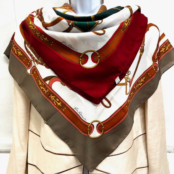 (2) Jim Renoir Southwest Vibes 100% Polyester  Scarf 31x31" Burgendy Green(47) - Picture 2 of 10